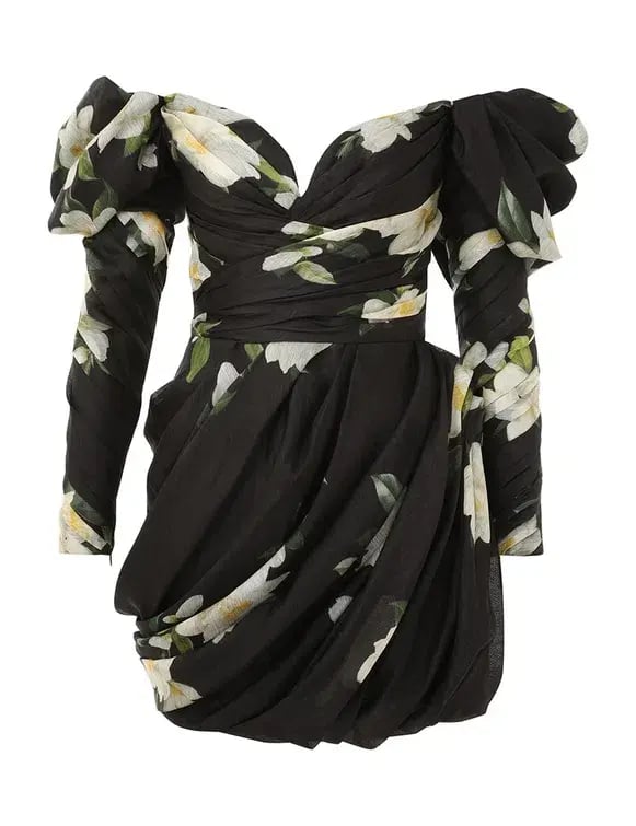 Zimmermann The Harmony Drape Mini Dress in Black Magnolia Size 1 / AU 10 photo 3