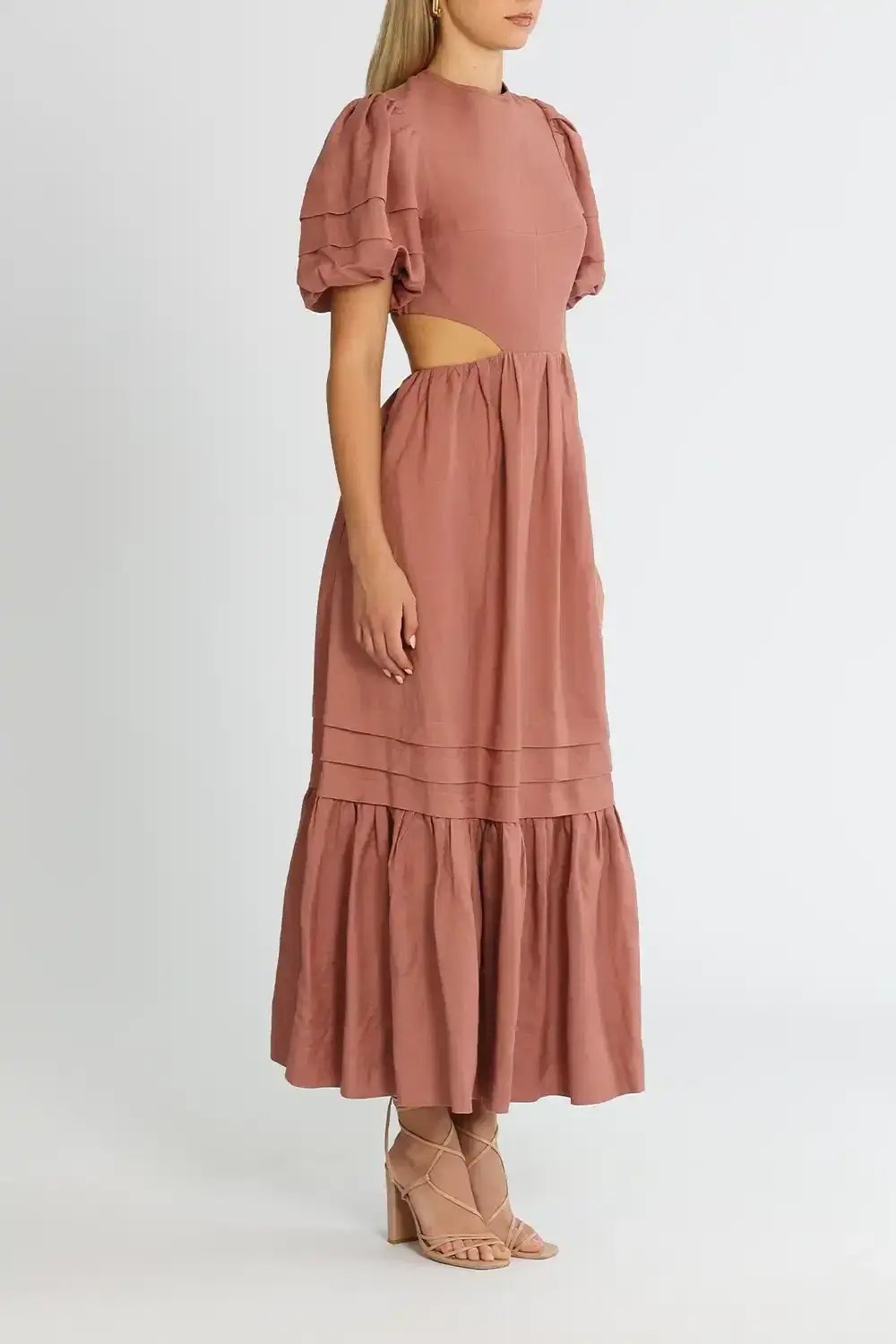 Shona Joy Vega Cut Out Open Back Midi Dress Rose Pink Size 14 photo 2