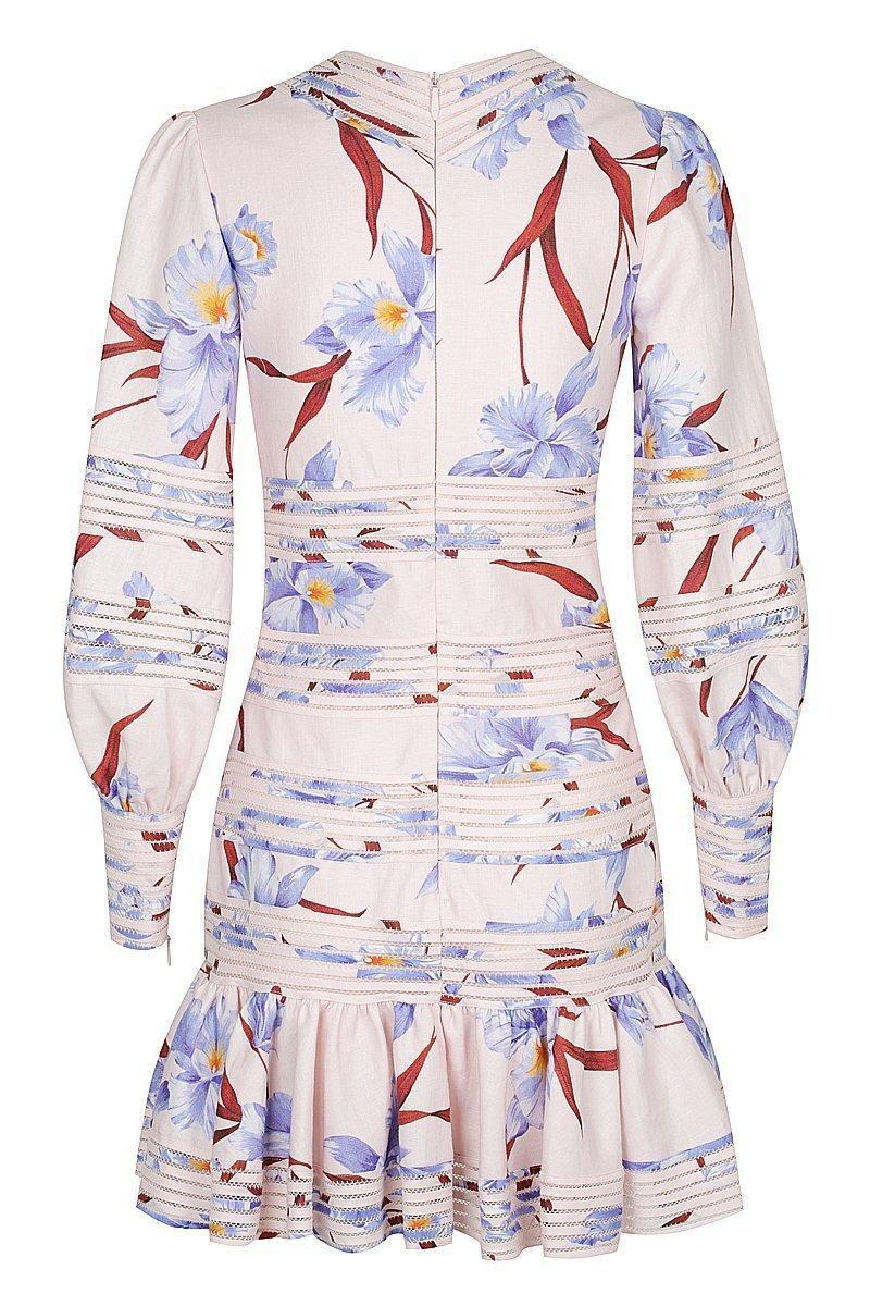Zimmermann Corsage Linear Mini Dress Lilac / Jacaranda Orchid Print Size 8 photo 5