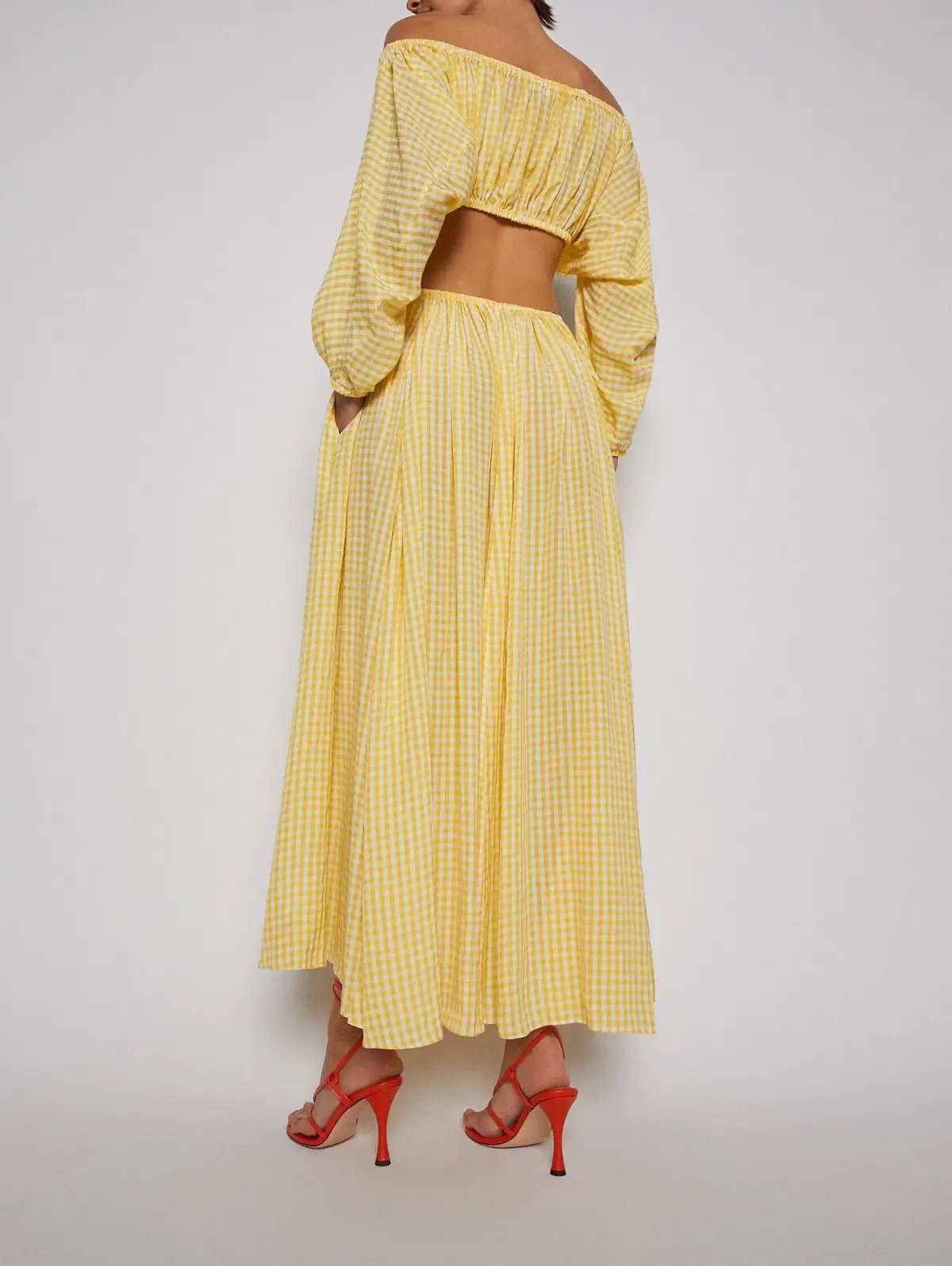 Scanlan Theodore Gingham Cut Out Dress Yellow Size 8 photo 3