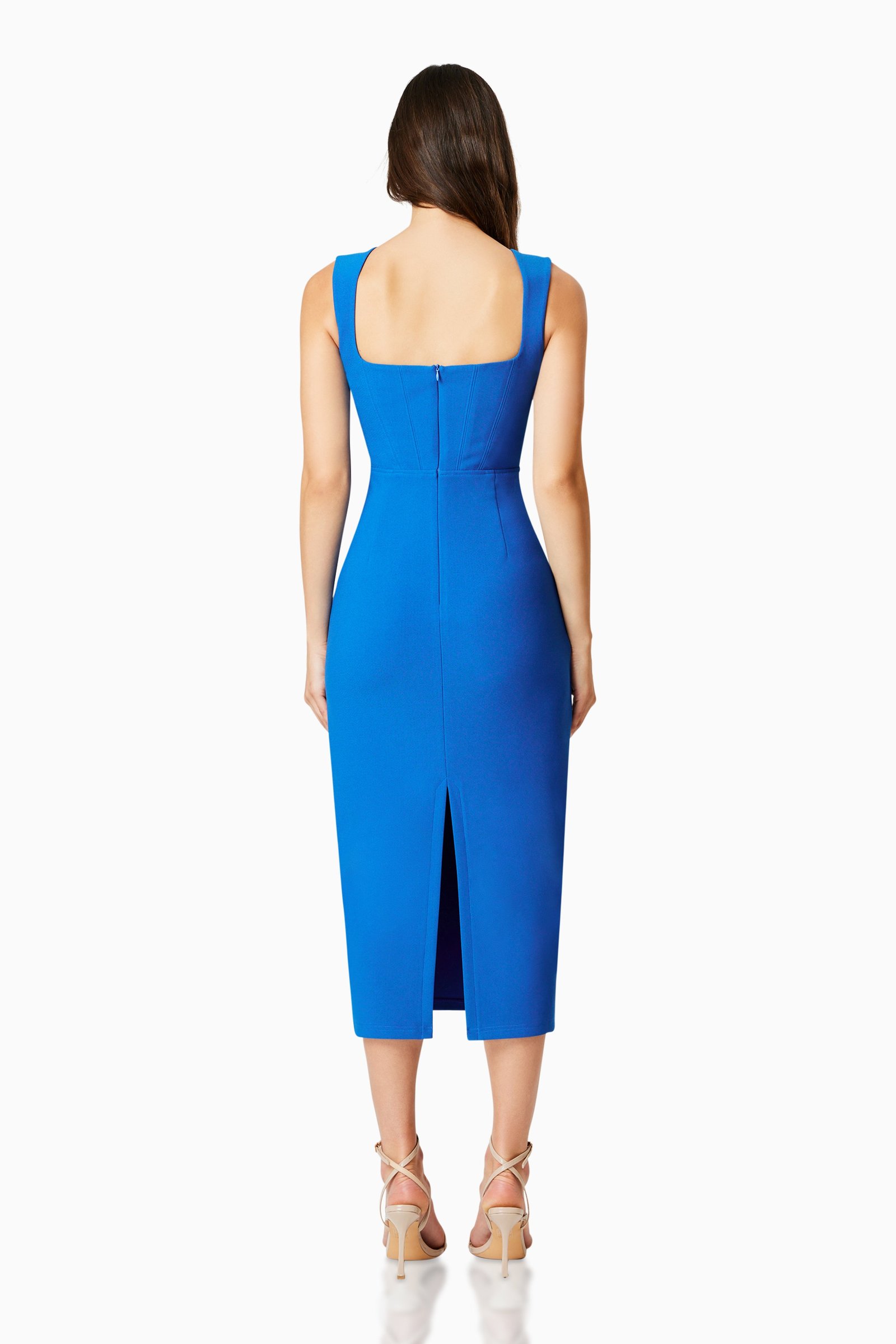 ELLIATT BIRCH FITTED MIDI DRESS - BLUE photo 5