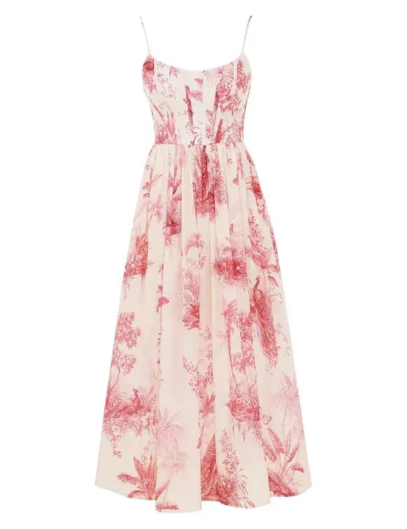 Zimmermann Waverly Corset Midi Dress in Pink Palm Size 1/ AU 10 photo 2