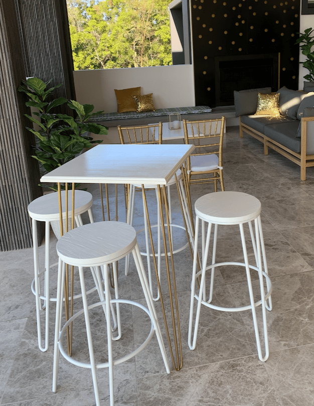 White Dry Bars with Gold Hairpin Legs photo 3