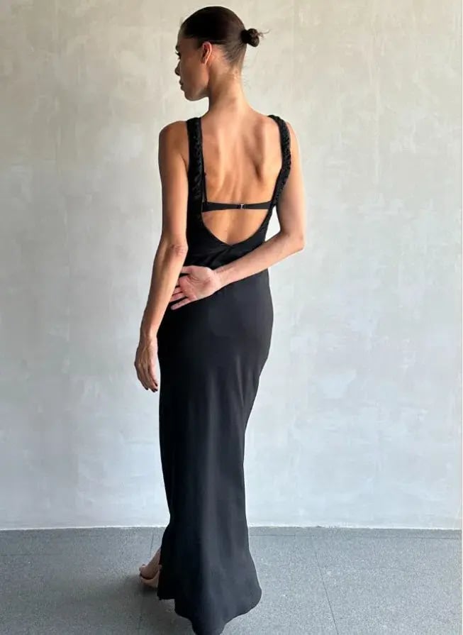 Bec & Bridge Naomi Split Maxi Sheer Mesh Dress in Black Size AU 6 photo 3