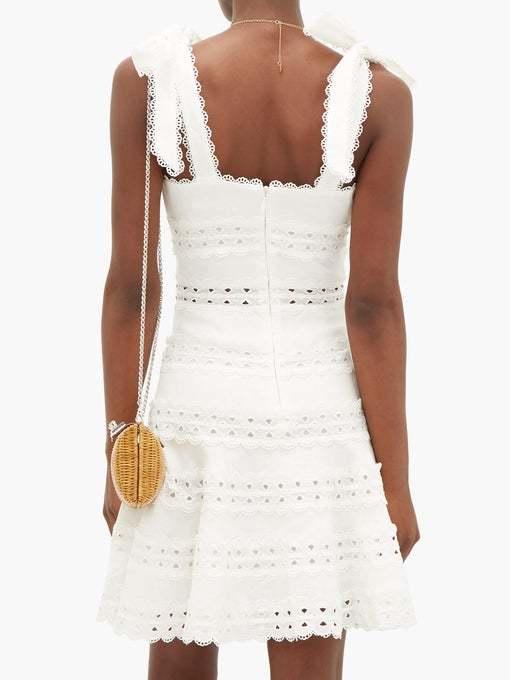 Zimmermann Kirra Tie Shoulder Mini Dress Ivory Size 1 / AU 10 photo 3