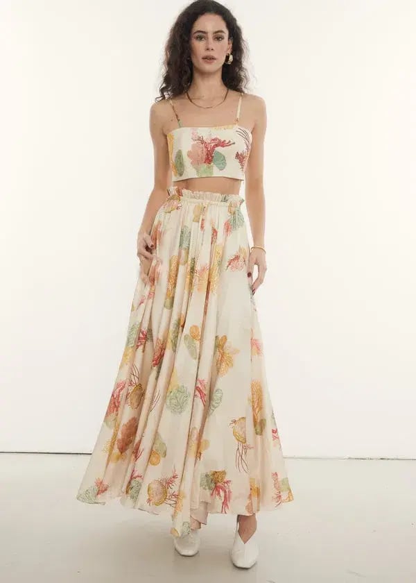 ROOH Collective ‘La Mer’ Summer Crop and Summer Maxi Skirt Print Size M/ AU 10 photo 2