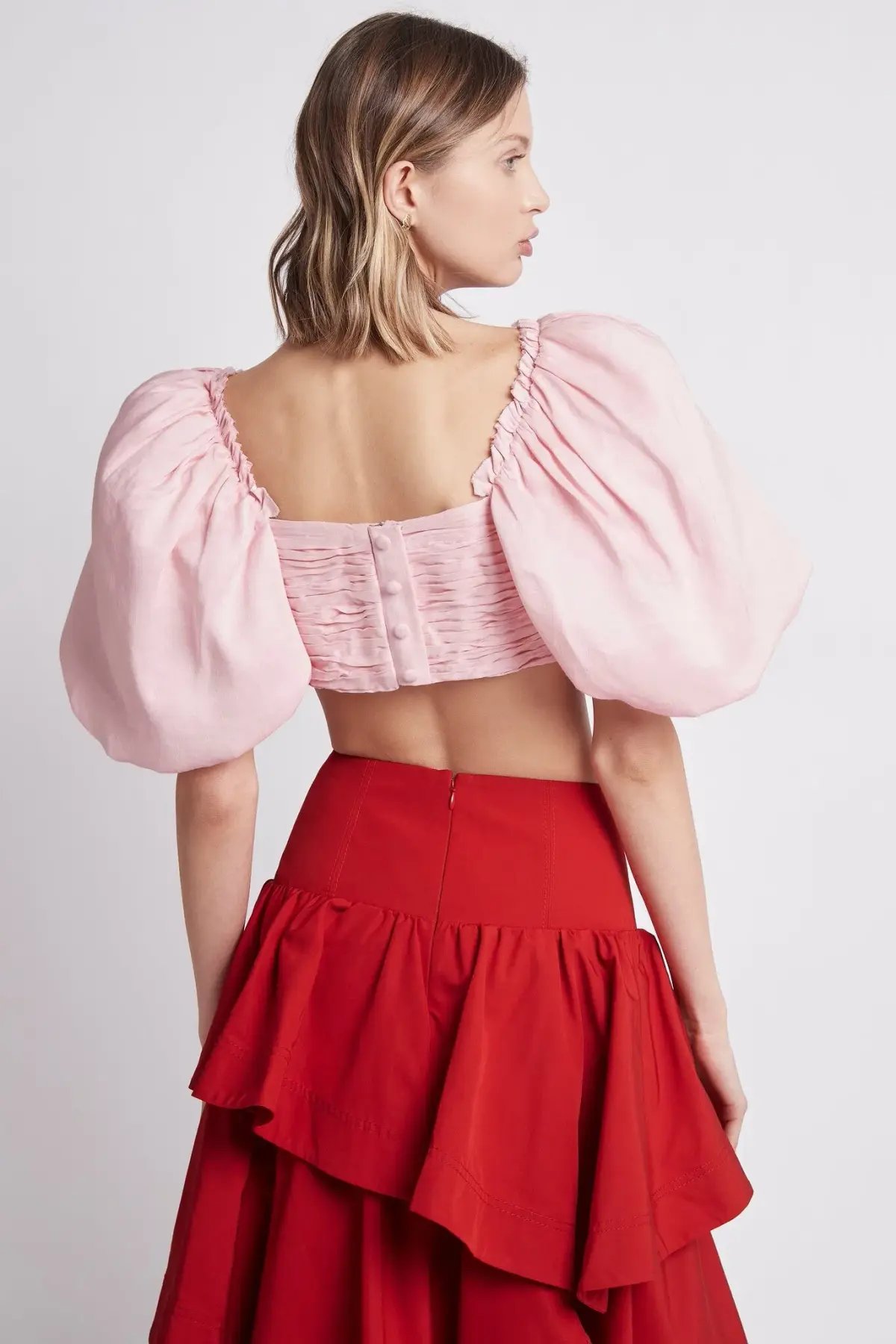 Aje Cosmos Tiered Frill Midi Skirt Red Size 8 photo 2