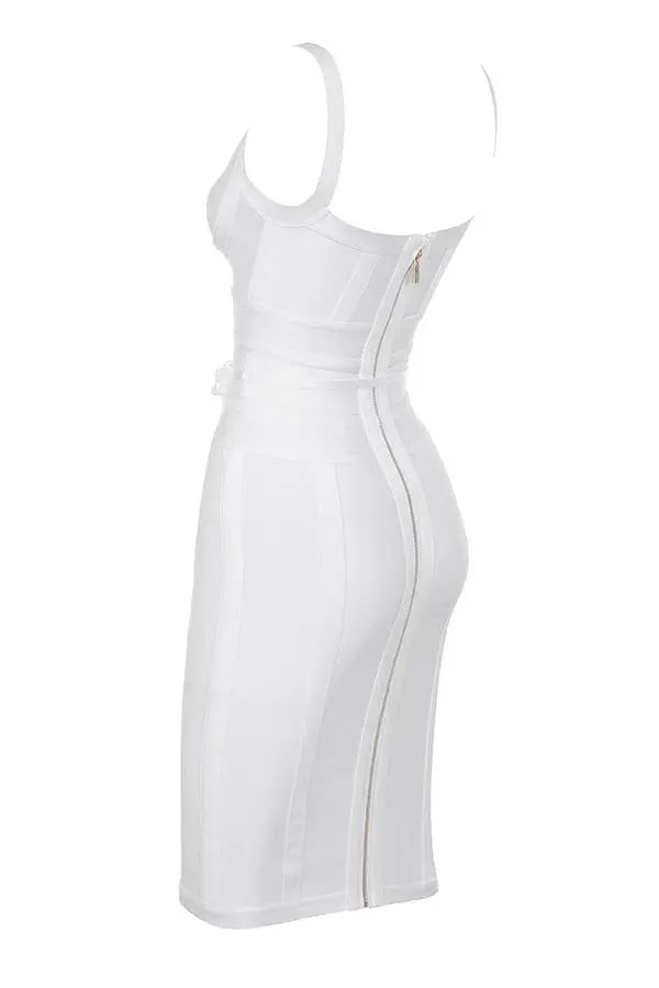 House of CB Belice Tie Waist Bandage Midi Dress White Size 6 photo 5