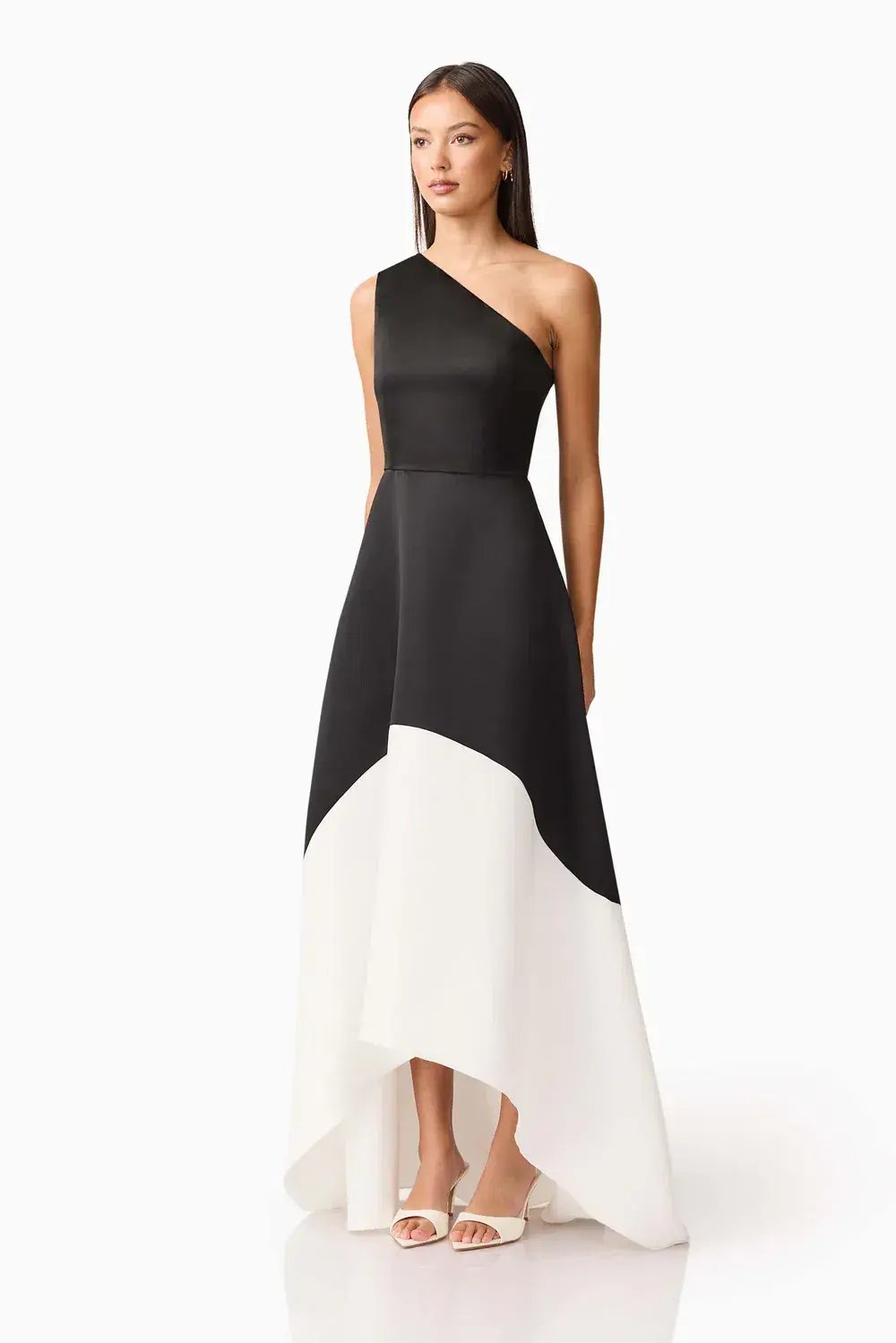 Elliat - Sorrel One Shoulder Gown in Black & White - Size 10 photo 3