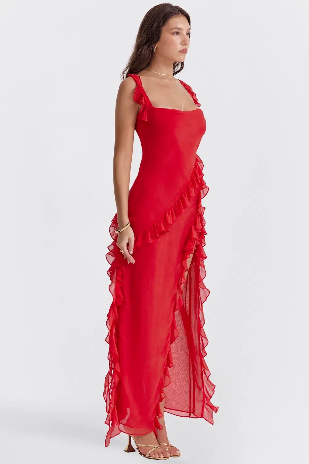 House Of CB Ariela Ruffle Maxi Dress Red Size XS / 6 photo 9