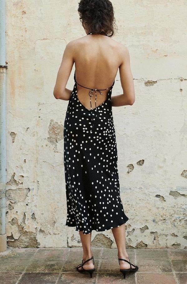 Silk Laundry Halter Dress Broken Dot photo 2