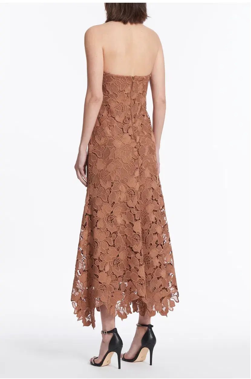 Carla Zampatti Rosewood Floral Lace Strapless Gown Brown Size 4 photo 3