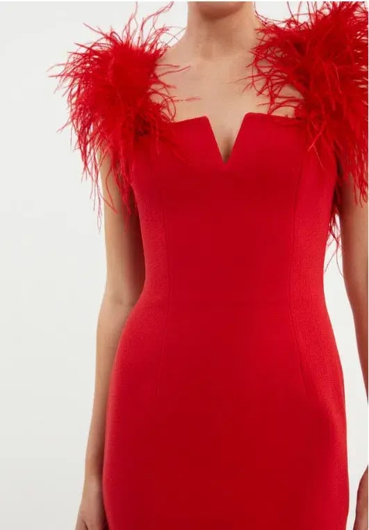 Rebecca Vallance Scarlett Feather Mini Dress Red Size 10 photo 2