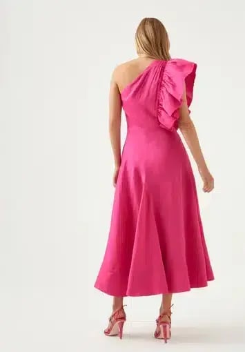 Aje Bonjour Asymmetric Dress in Fuschia Pink Size 14 photo 3