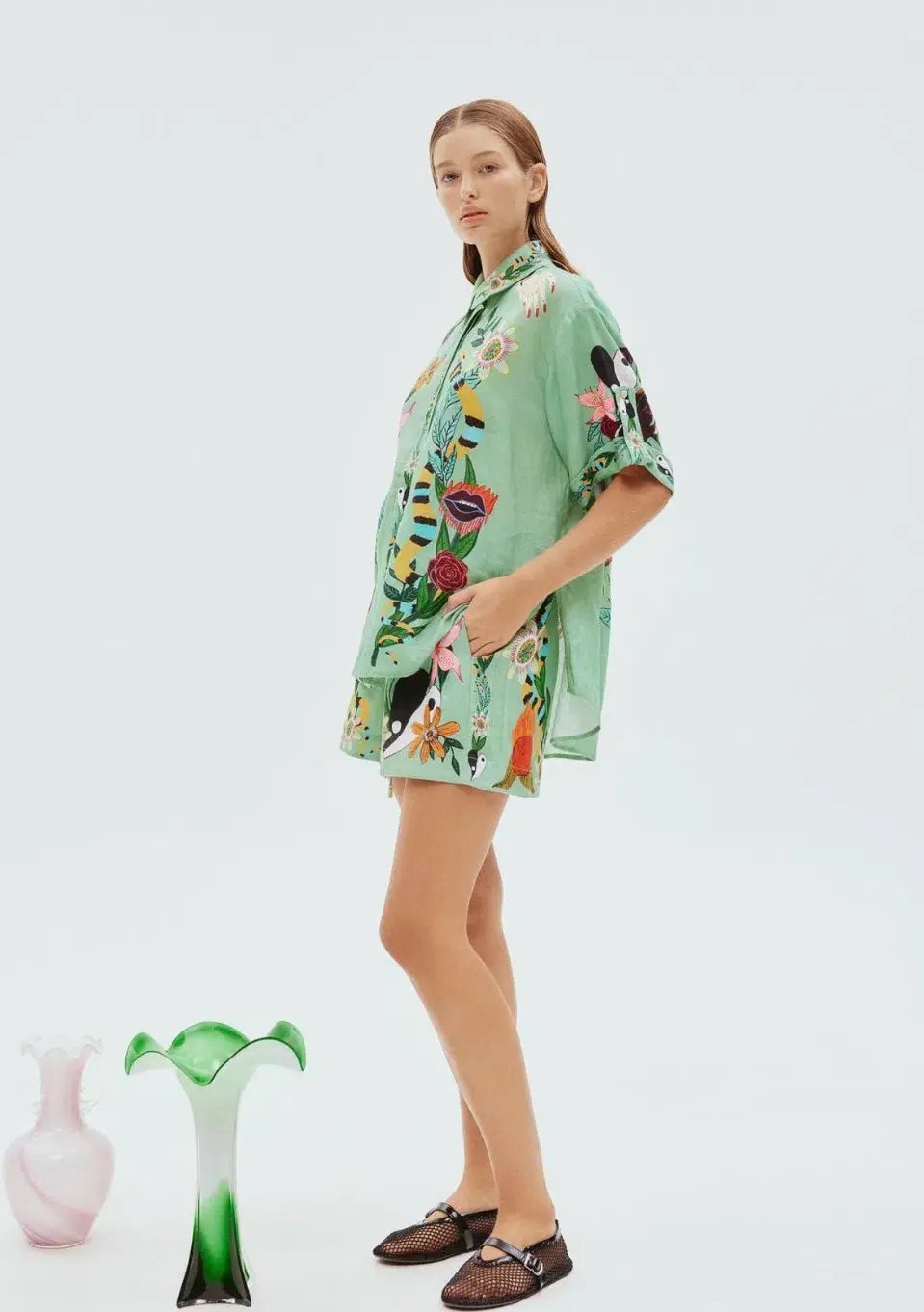 Alemais Meagan Linen Shorts And Shirt Set Print Size AU 16 photo 4