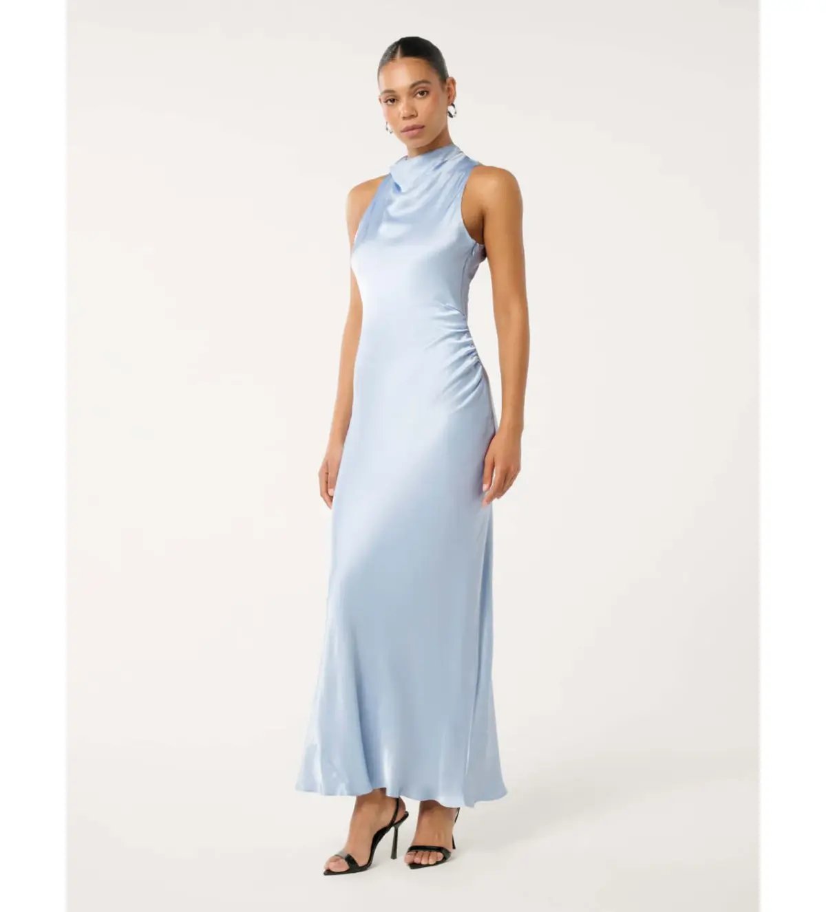 Forever New Michelle Open-Back Satin Maxi Dress Blue Size 12 photo 2