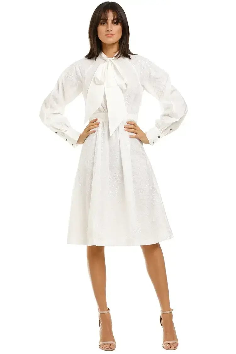 Leo Lin Serenity Lace Shirt Dress in White Size 8 photo 2
