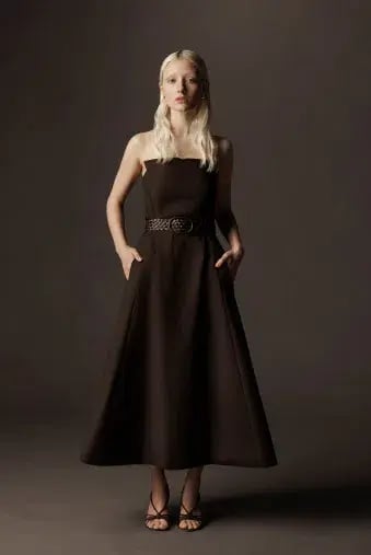 Country Road Strapless Fit and Flare Midi Dress Brown Size 10 photo 6