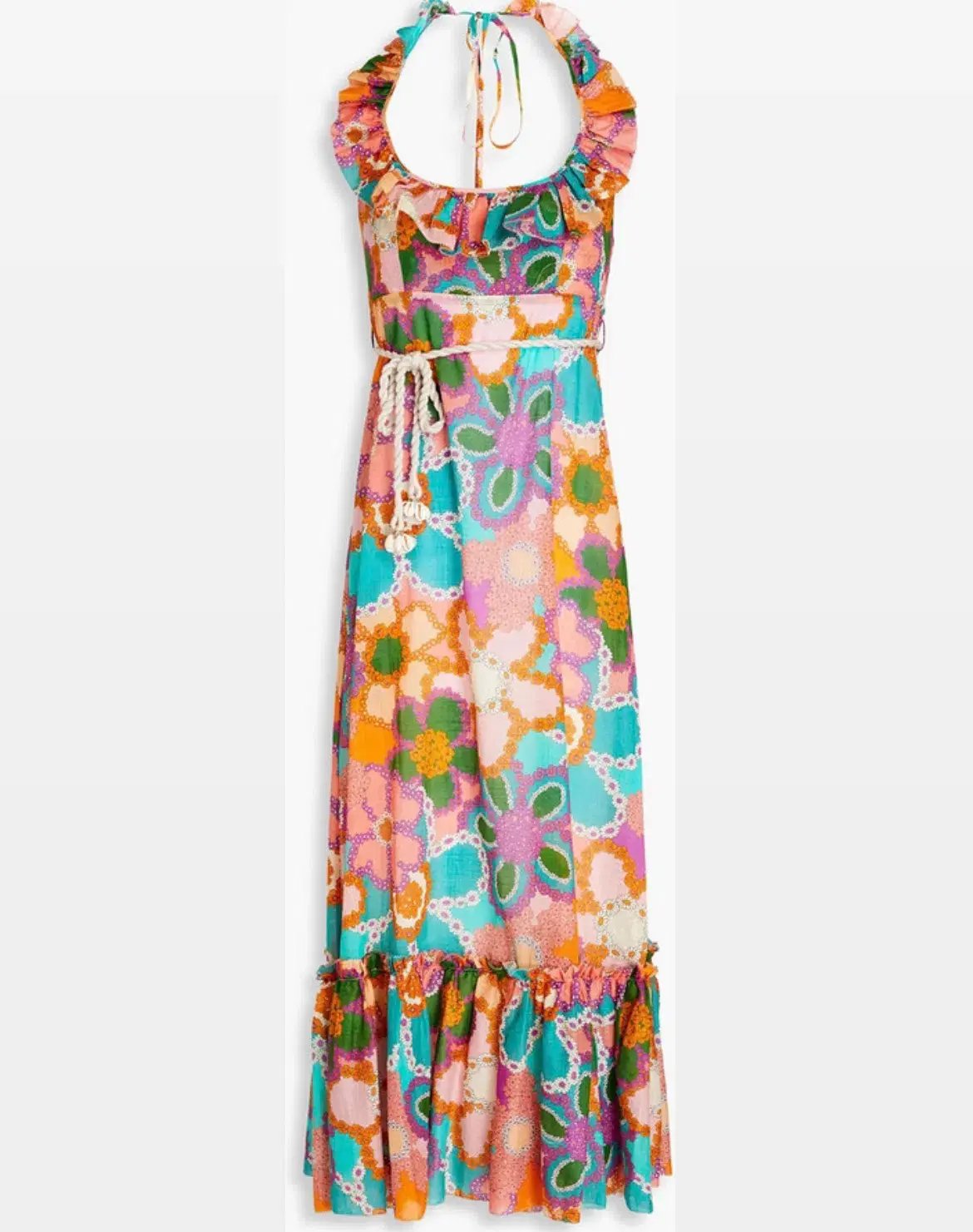Zimmermann Lola Frilled Ruffled Halterneck Midi Dress Floral Size 0 / AU 8 photo 3