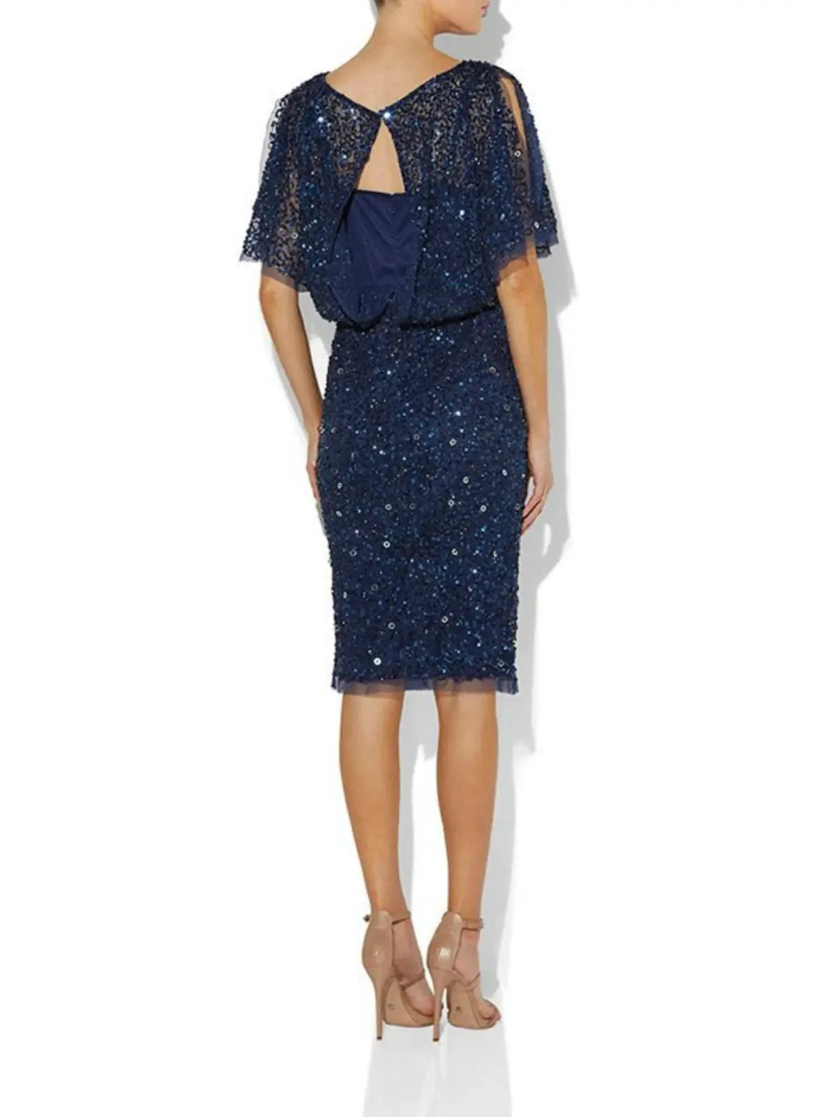 Montique Alinda Hand Beaded Dress Navy Size AU 10 photo 3