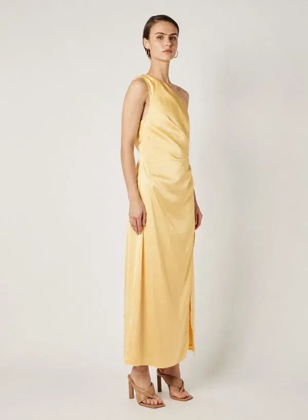 Esmaee Ariel Drawstring Midi Dress Yellow Lemon Size 8 photo 2
