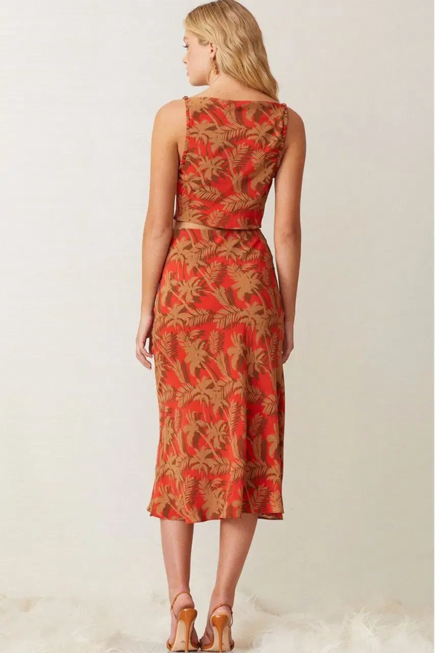 Bec & Bridge Shady Palm Set (top and skirt) Orange Size AU 8 photo 2