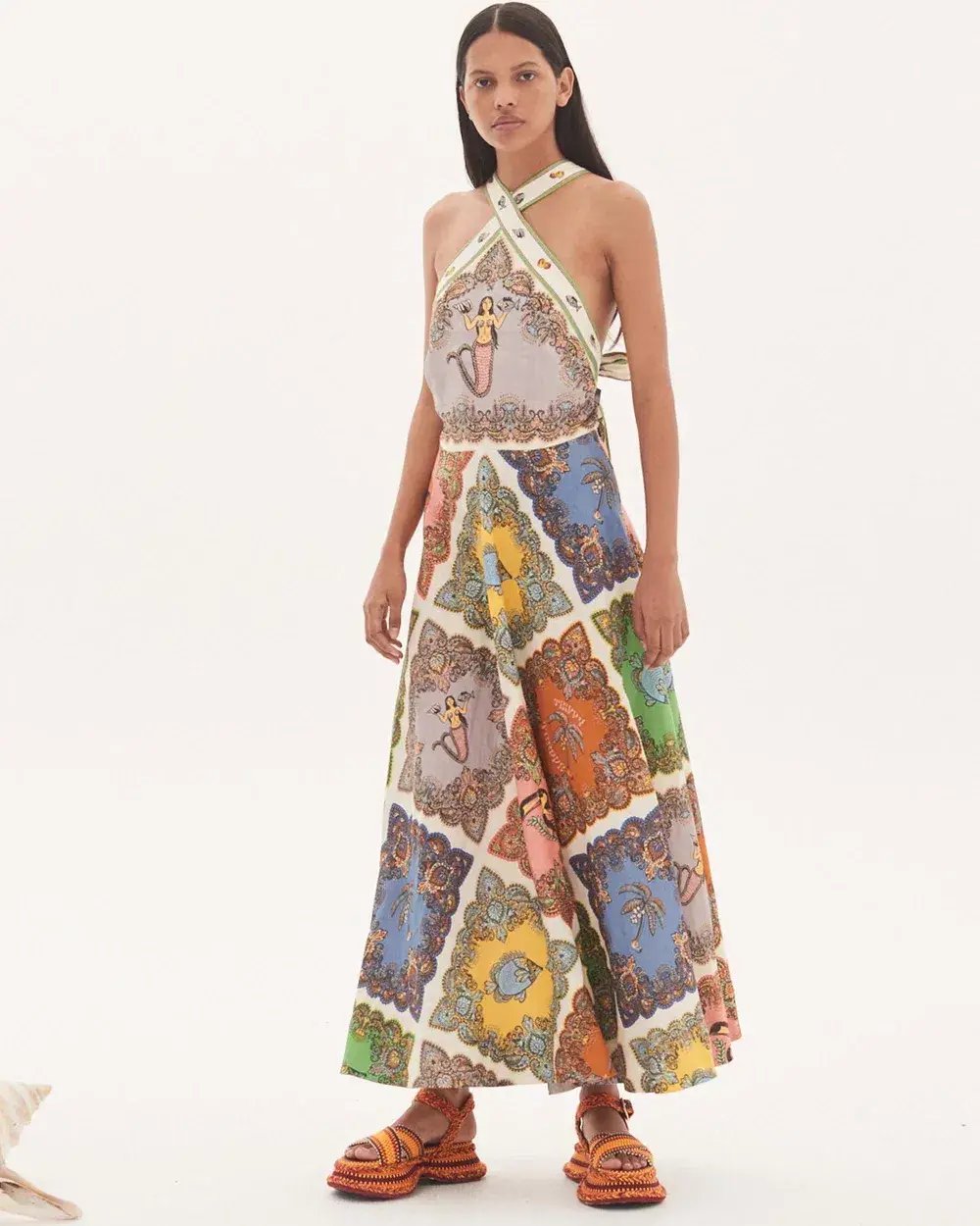 Alemais Trippy Troppo Halter Midi Dress Multi Print Size 8 photo 4