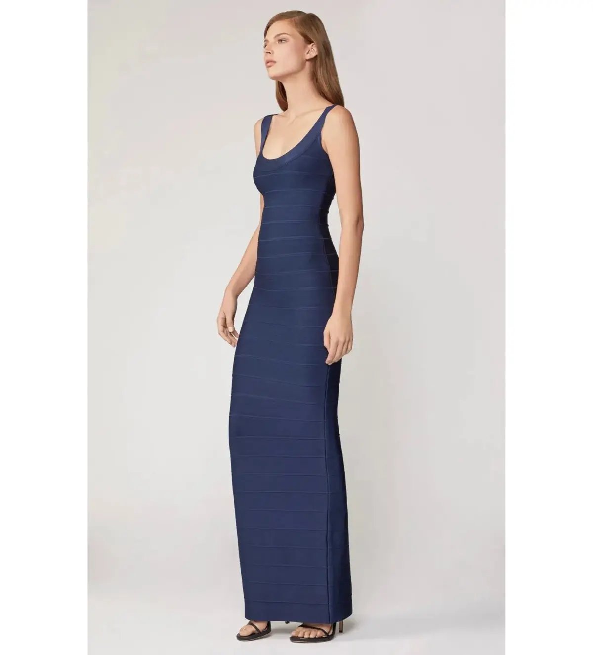 Herve Leger Round Neck Gown in Navy Size XXS / AU 4 photo 2