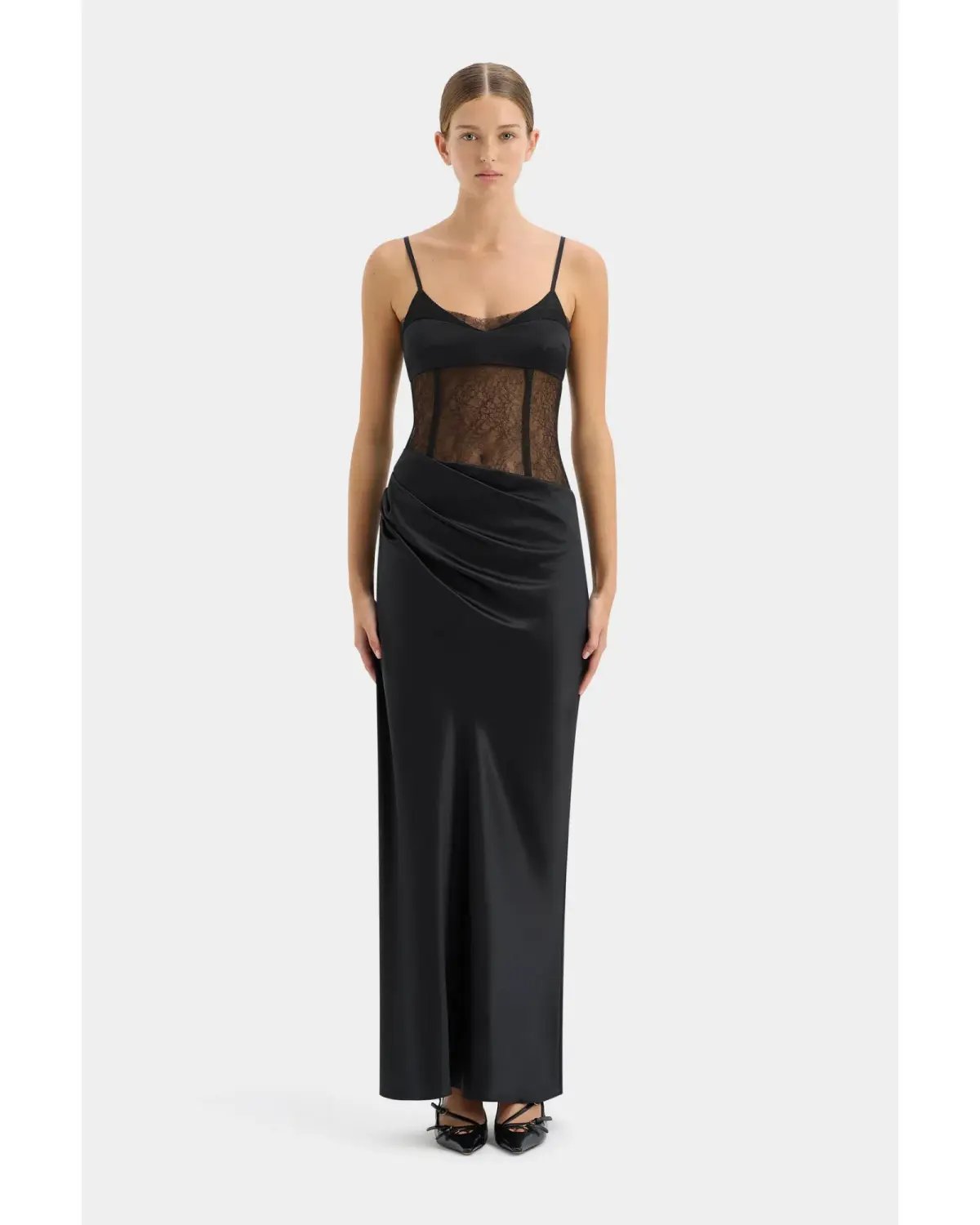 Sir the Label The Dunya Draped Gown in Black Size AU 10 photo 2