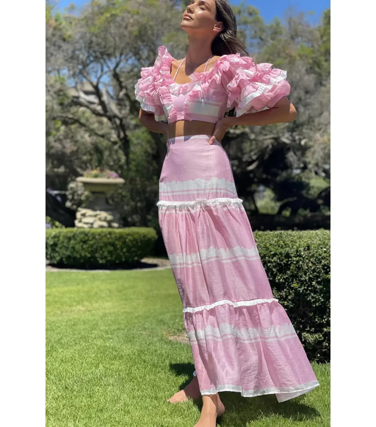 Mackenzie Mode Storybook Top and Maxi Skirt Pink White Set Size 6/XS photo 2