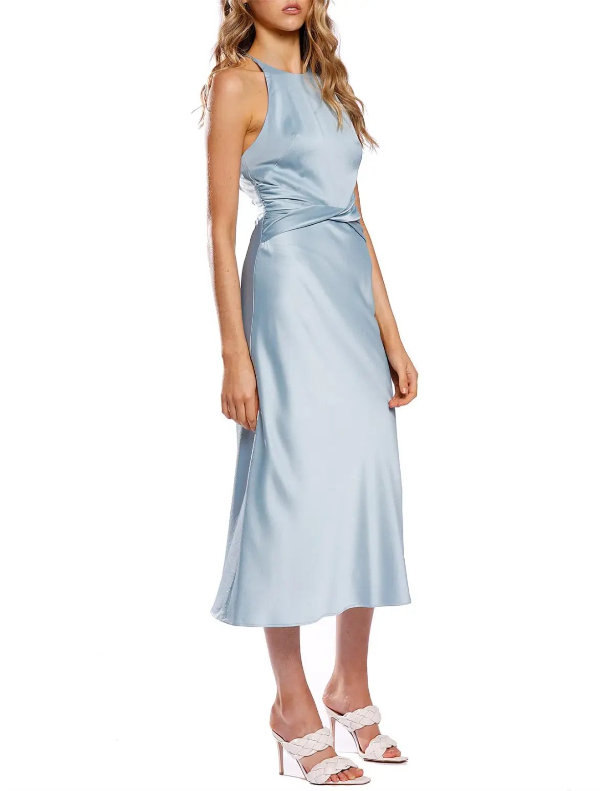 Pasduchas Beau Twist Midi Dress Blue Size AU 14 photo 2