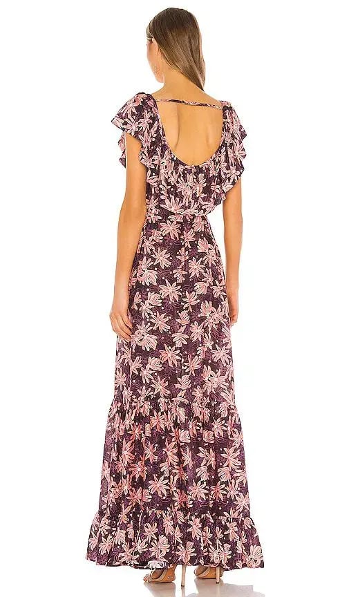 Sabina Musayev Long Dress Purple & Pink Floral Print Size Small / AU 8 photo 2