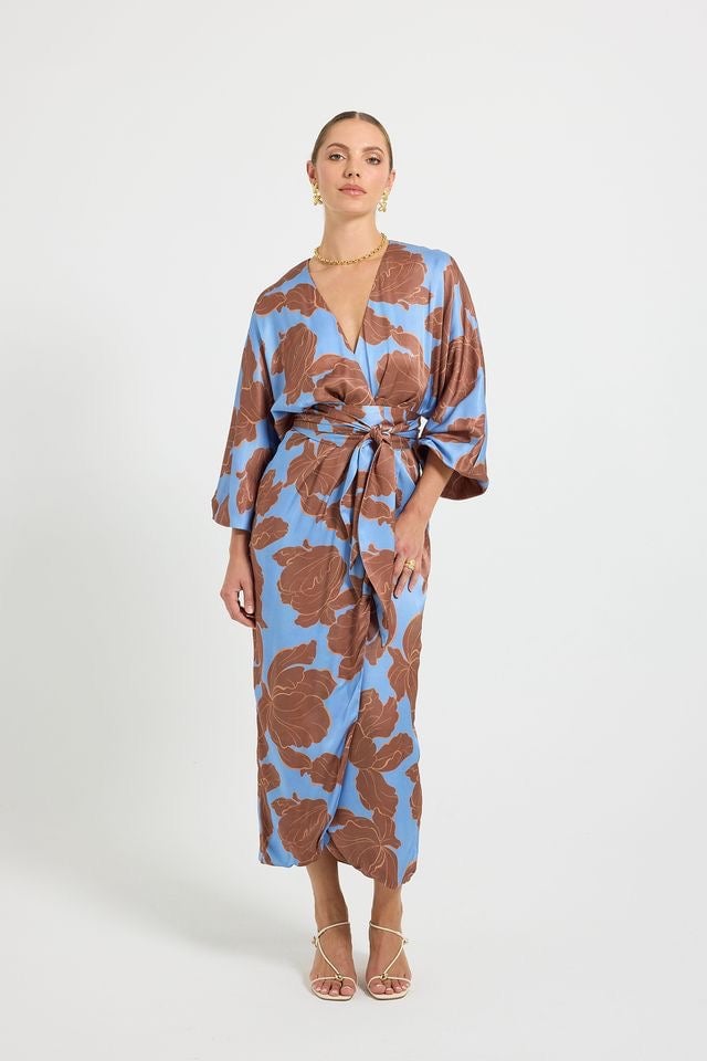 Pasduchas Lucent Wrap Midi Dress - Choc Ocean photo 2