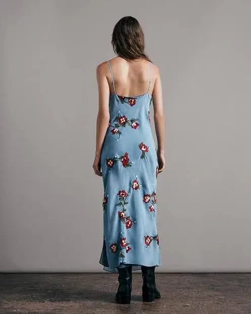 Rag & Bone Jolene Floral Slip Dress Blue Size AU 10 photo 2
