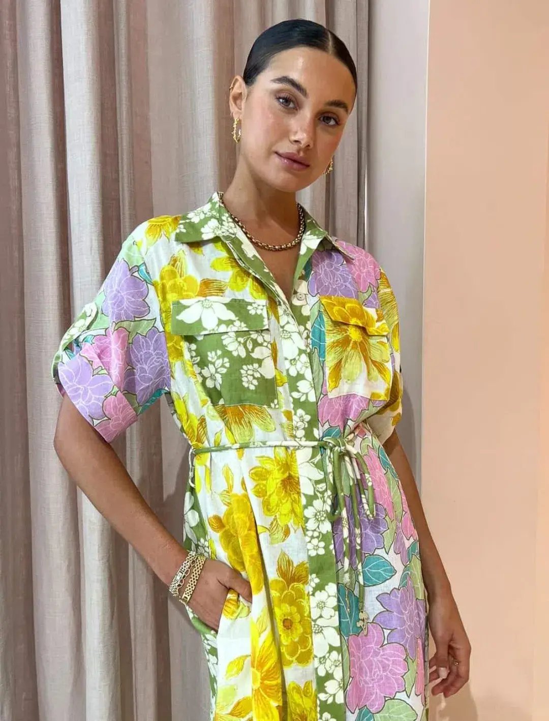 Alemais Elora Patchwork Shirtdress Floral Size 12 photo 2