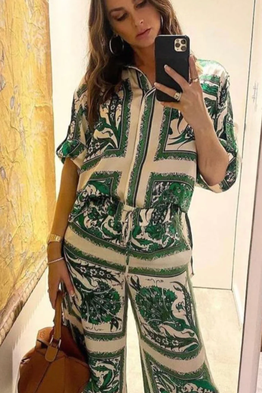 Alemais Lucille Lounge Shirt and Pants Silk Set photo 3