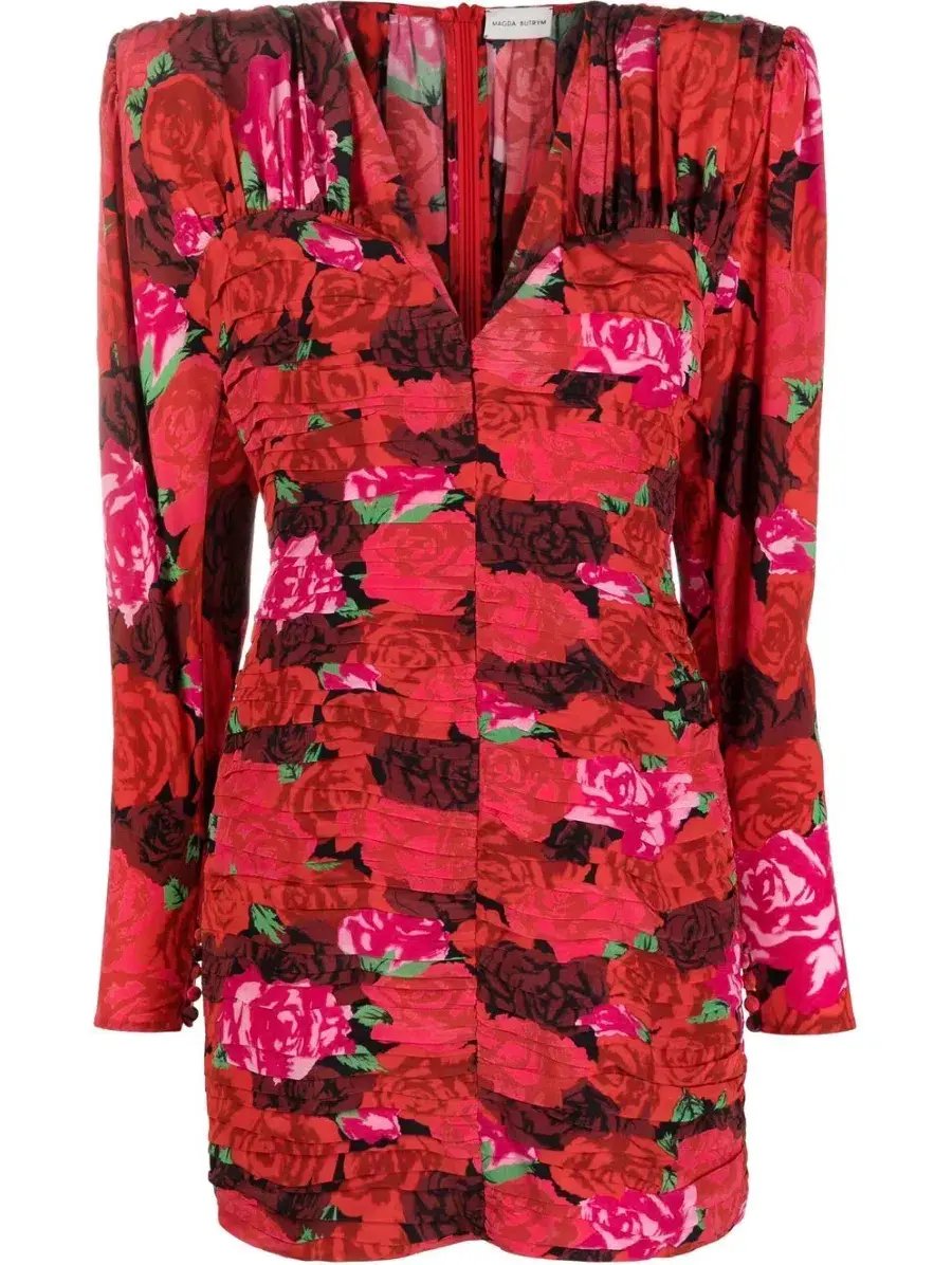 MAGDA BUTRYM Silk V Neck Dress Floral Print photo 7