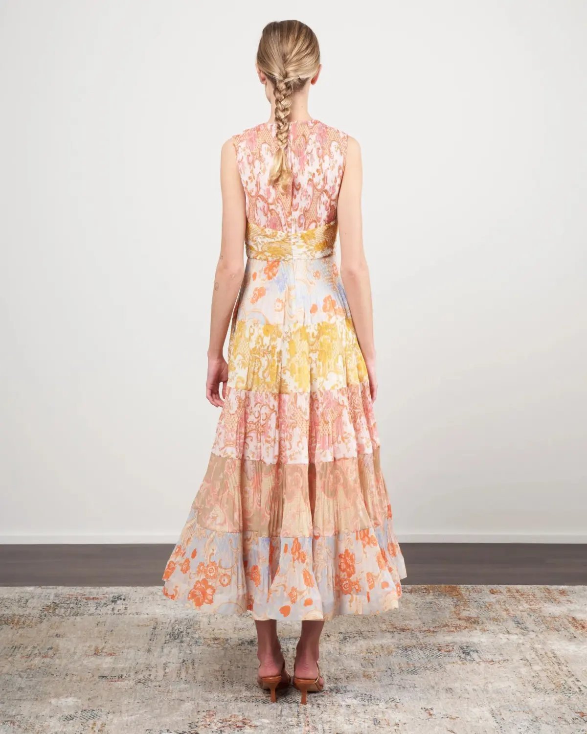 Zimmermann Postcard Pleated Midi Dress Print Size 2/ AU 12 photo 4