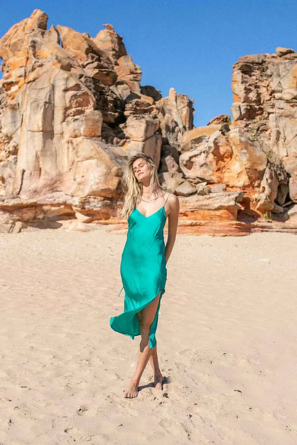 Turquoise Lane Slinky Slip Dress Green Size 10 / M photo 2