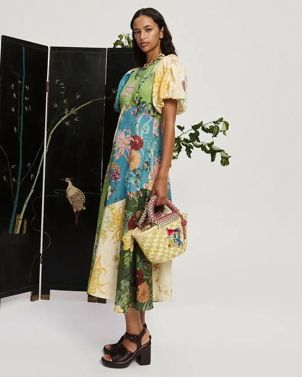 Alemais Avery Spliced Midi Dress Multi Print Size 16 photo 3