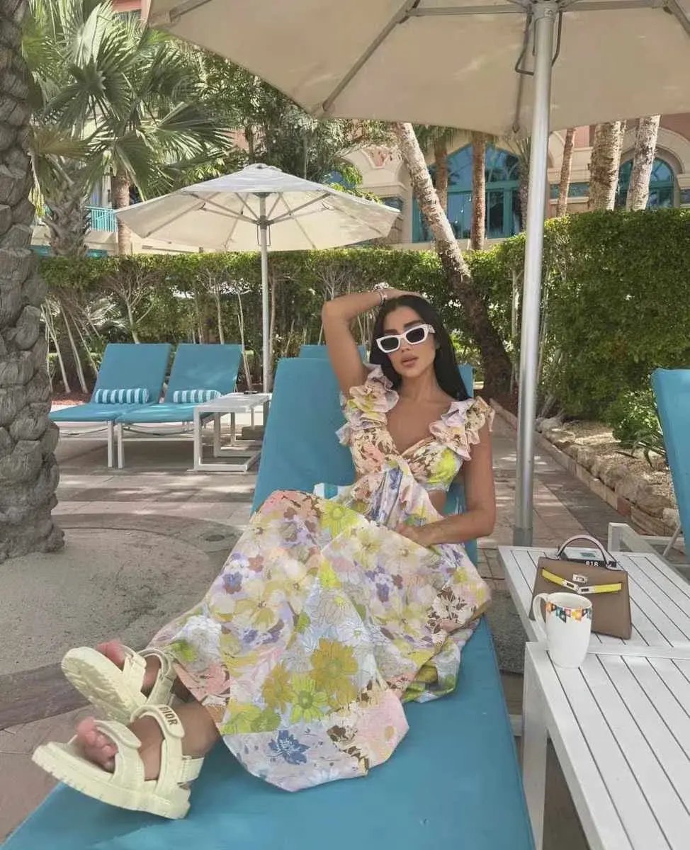 Zimmermann Pop Ruffle Sleeve Midi Dress in Patch Floral Size 0 / AU 8 photo 4