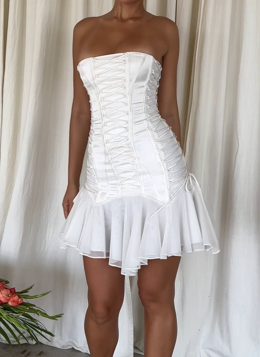 House of CB Sirena Lace Up Mini Dress photo 3