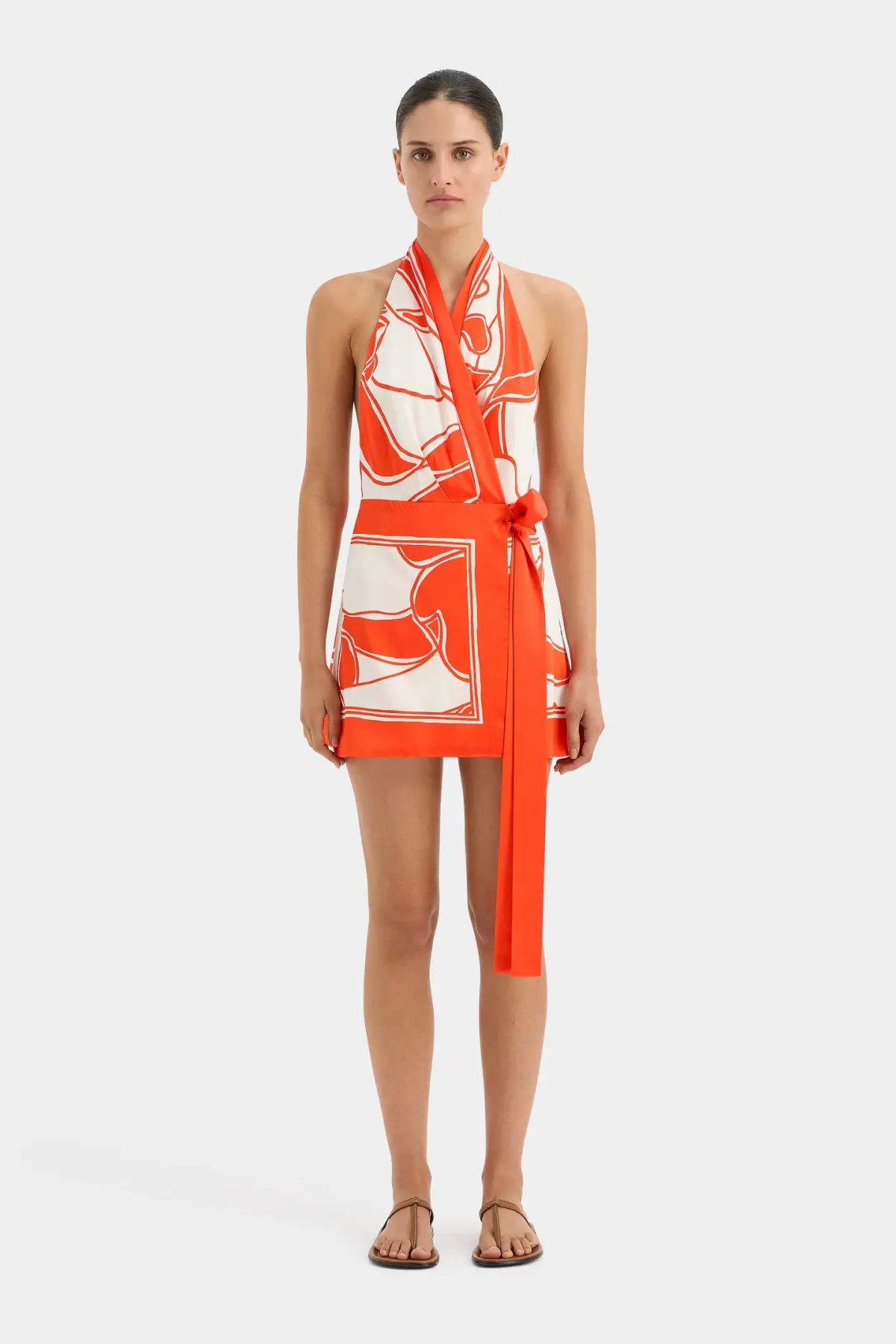 Sir the Label Ramona Wrap Halter Mini Dress Print Size 10 photo 2