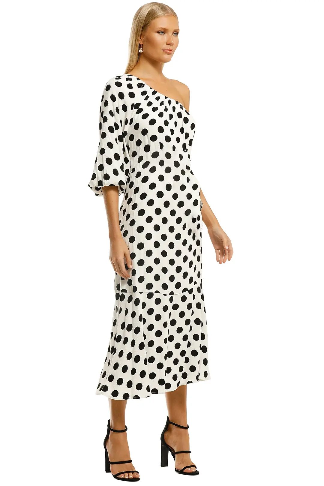 Print One Shoulder Maxi - Antique White photo 2