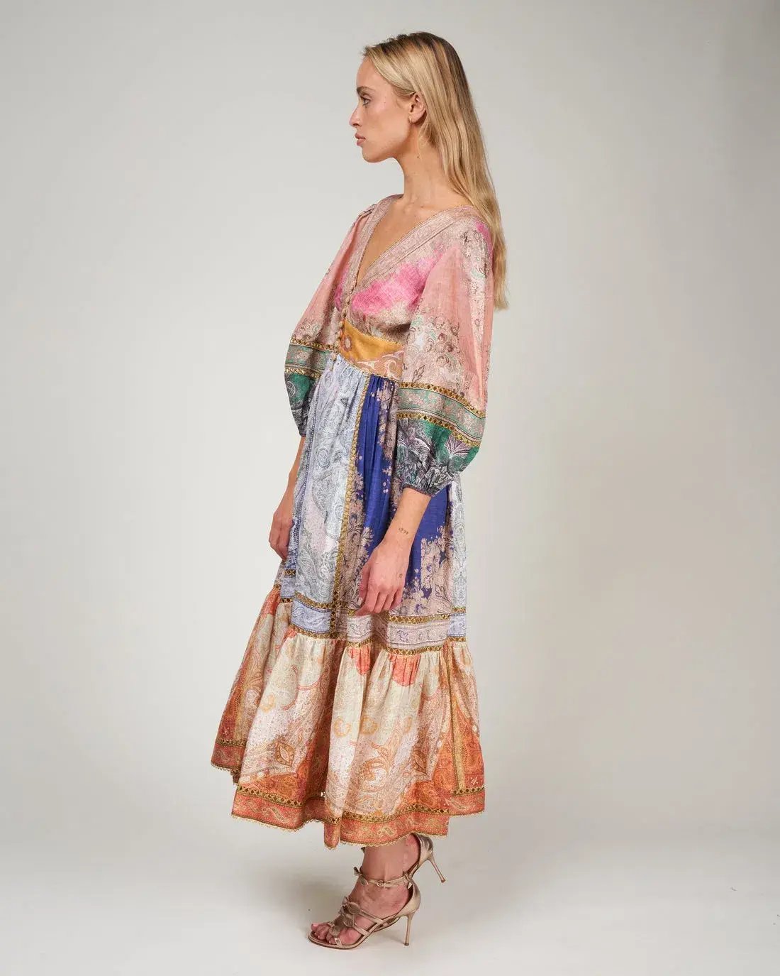 Zimmermann Anneke Lantern Midi Dress Spliced Size 1 / AU 10 photo 2