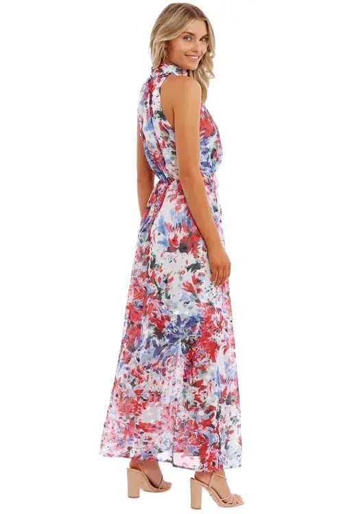 Sofia Irina Halter Gown Spring Flora Multi Print Size AU 8 photo 4