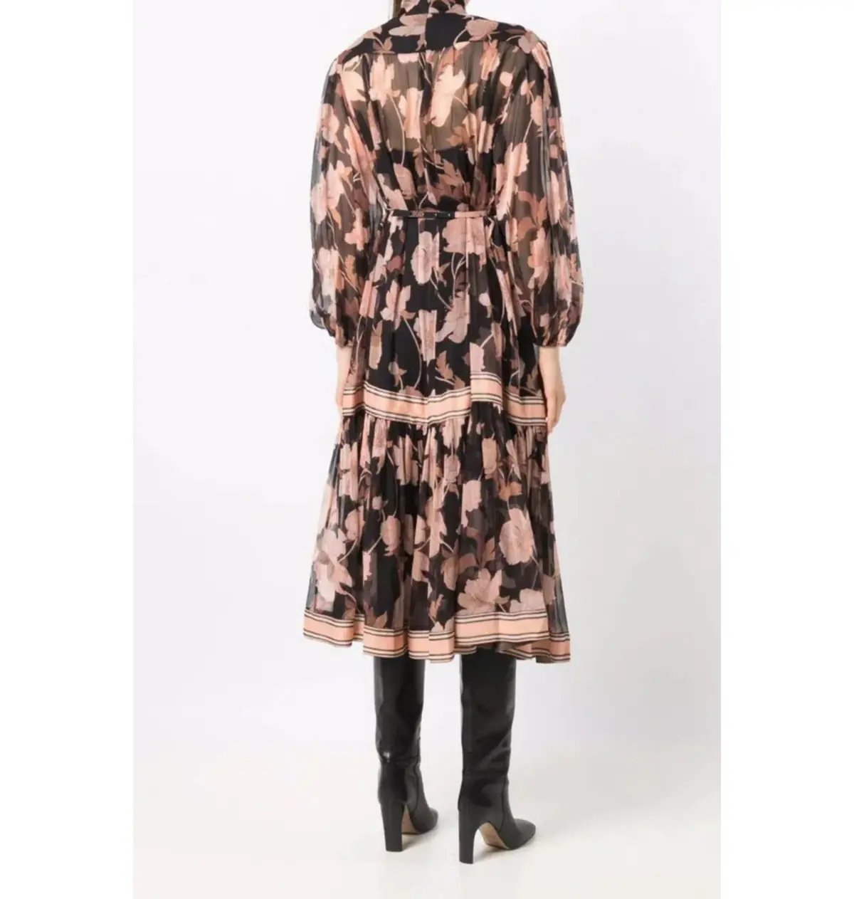 Zimmermann Concert Peonies Panelled Midi Dress Black Peonies Size 0 / AU 8 photo 3