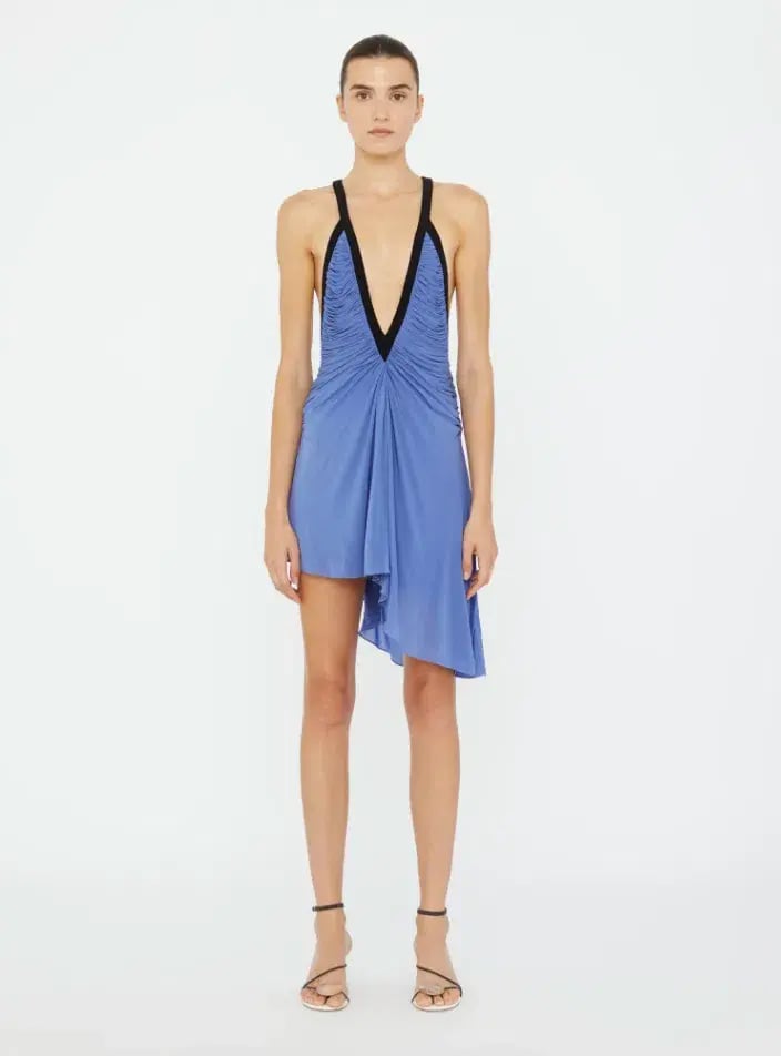 CHRISTOPHER ESBER V-NECK MINI DRESS IN BLUE SIZE 8 photo 2