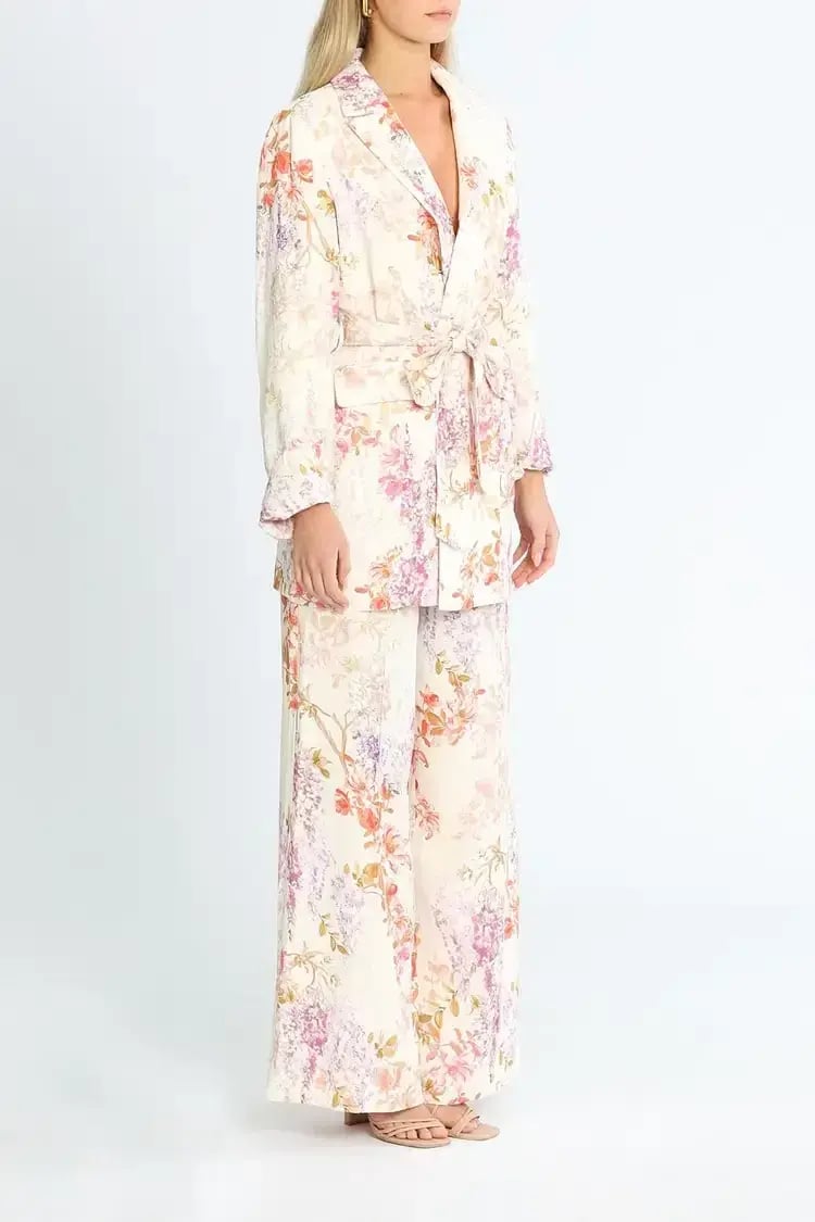 Ministry of Style Joyful Blooms Blazer and Pant Set Multi Print White size 8 photo 2