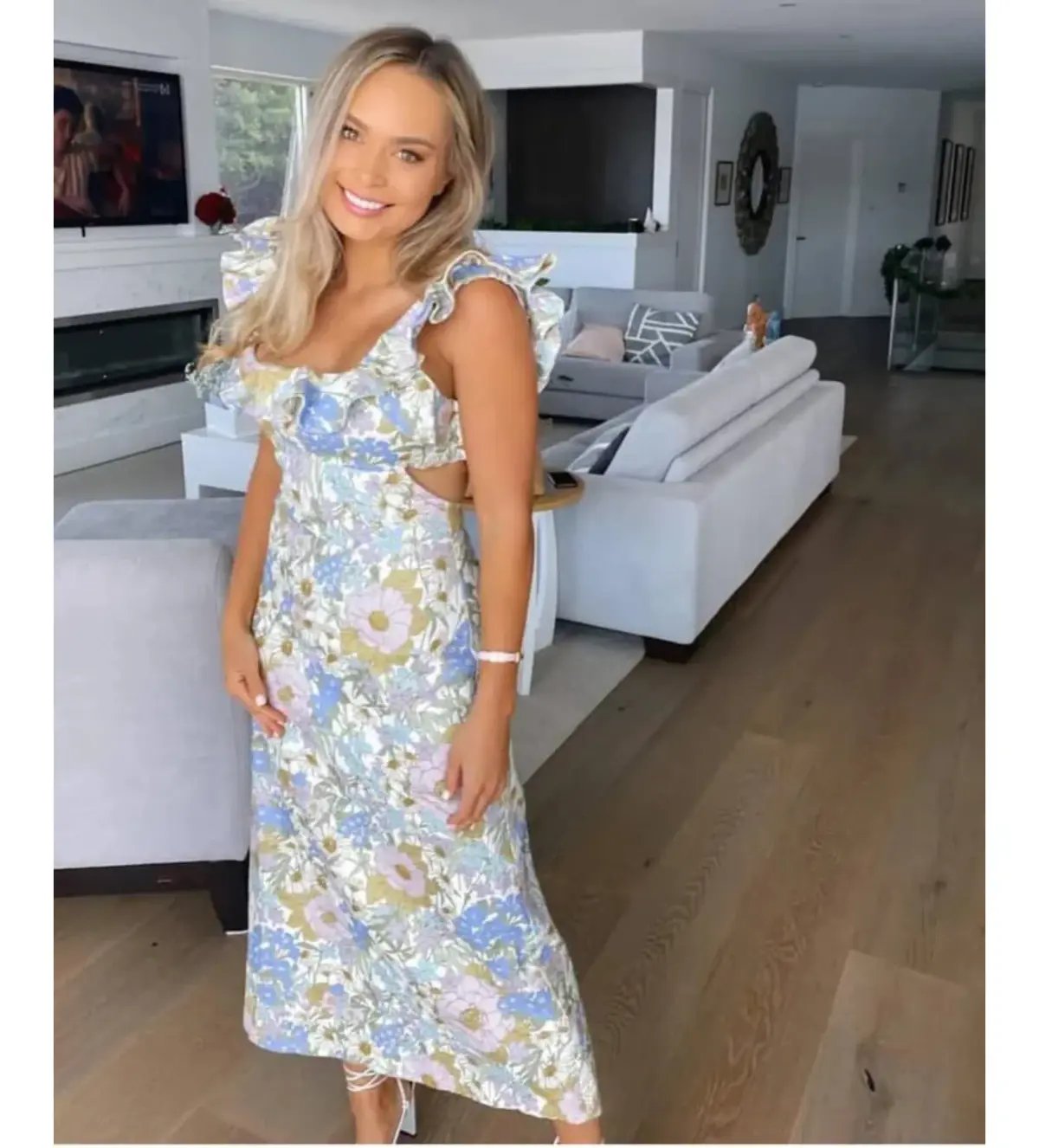 Zimmermann Super Eight Frilled Midi Dress Floral Size 10 photo 2